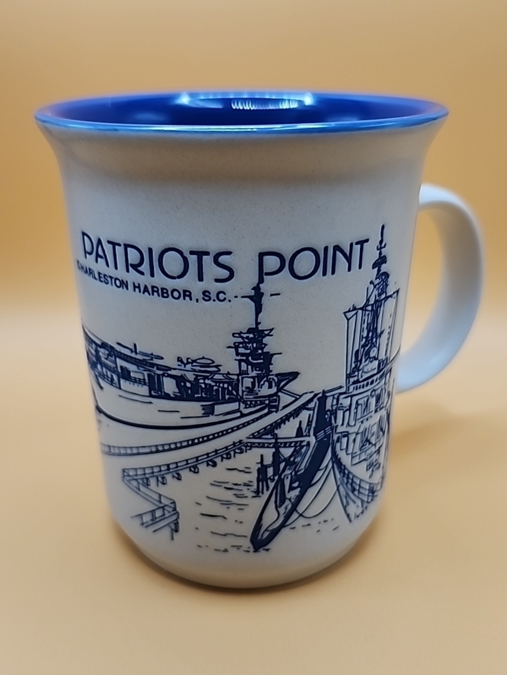 Charleston Harbor Blue-Trim Ceramic Coffee Mug